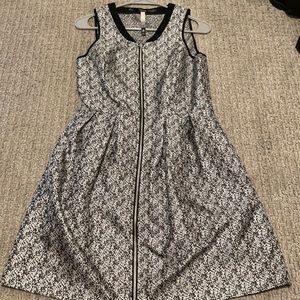 Mini checkered full zipper dress